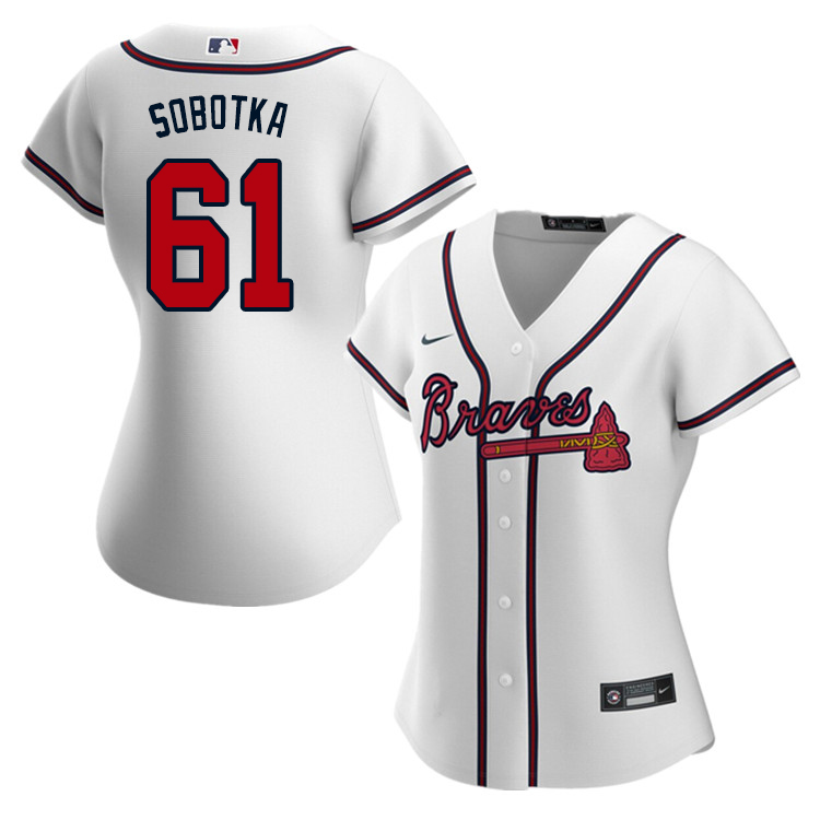 Nike Women #61 Chad Sobotka Atlanta Braves Baseball Jerseys Sale-White